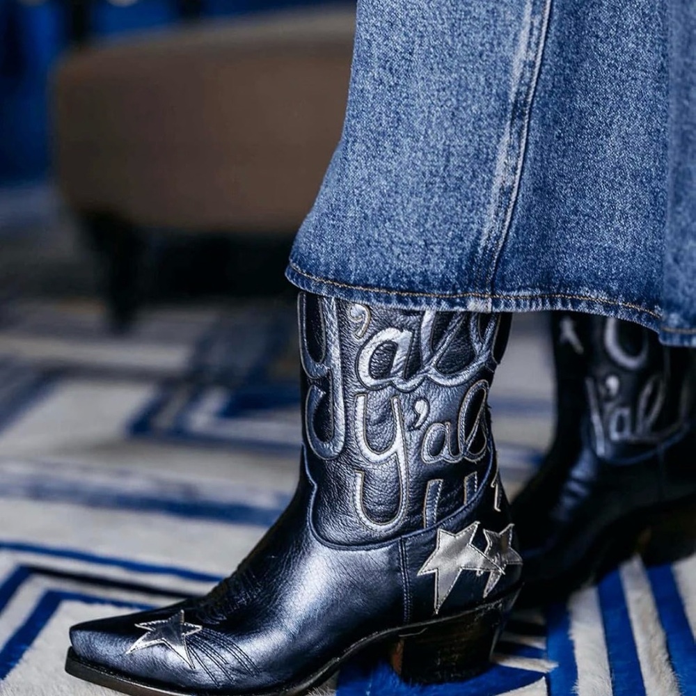 Navy 'Y'all' Western Cowboy Boots size 9 brand new - Picture 10 of 10